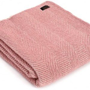 Pink Herringbone Wool Blanket